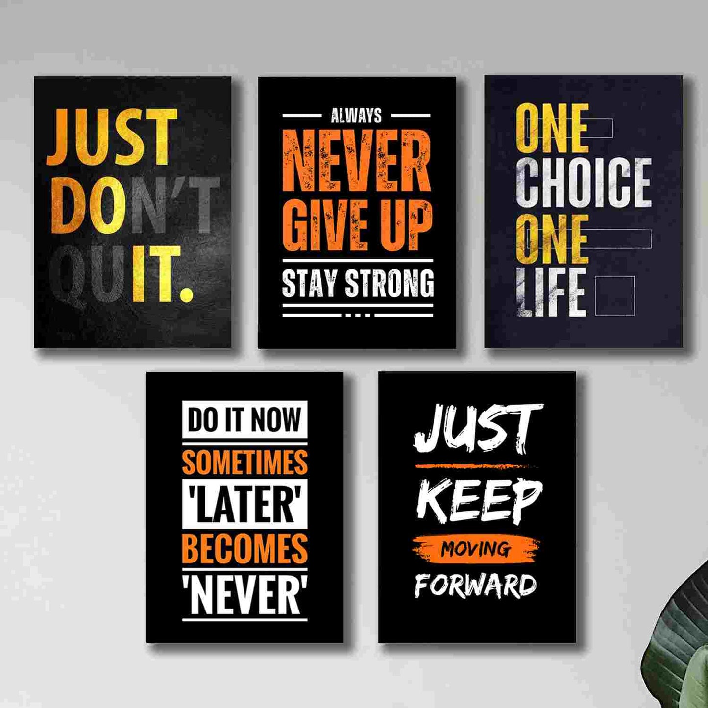 Set of 5 Motivational Sticky Wooden Canvas Frames Inspirational Wall Decor