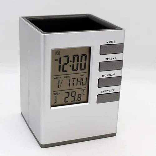 Table Clock With Pen Holder