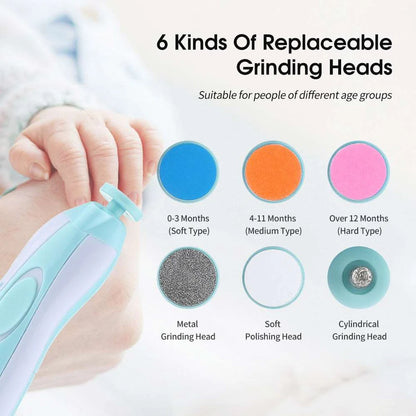 Premium 2-in-1 Electric Baby and Adult Nail Trimmer Set – 6 Grinding Heads