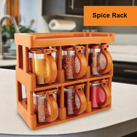 Master Chef 6 Jar Masala Rack Cooking Kitchen Seasoning Box Masala Box Set Spice Jar