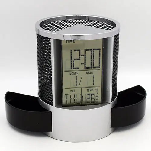 Table Clock With Pen Holder