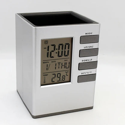 Table Clock With Pen Holder