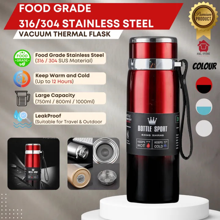 High-Capacity Stainless Steel Sports Thermos Flask – Hot and Cold Water Bottle