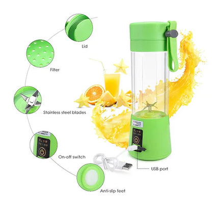 Portable USB Rechargeable Juicer Blender – 6 Blade Stainless Steel Personal Smoothie Maker