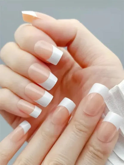 Premium 100 Piece French Acrylic False Nails Kit with Adhesive Glue Sheets