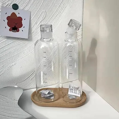 Premium 500ml Borosilicate Glass Water Bottle with Time Motivational Marker