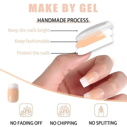 Premium 100 Piece French Acrylic False Nails Kit with Adhesive Glue Sheets