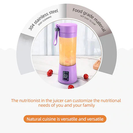 Portable USB Rechargeable Juicer Blender – 6 Blade Stainless Steel Personal Smoothie Maker