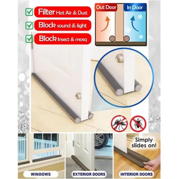 Door Air Draft and Dust Stopper Adjustable 18-40 Inch Bottom Seal and Insect Protector