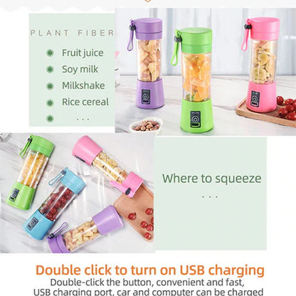 Portable USB Rechargeable Juicer Blender – 6 Blade Stainless Steel Personal Smoothie Maker
