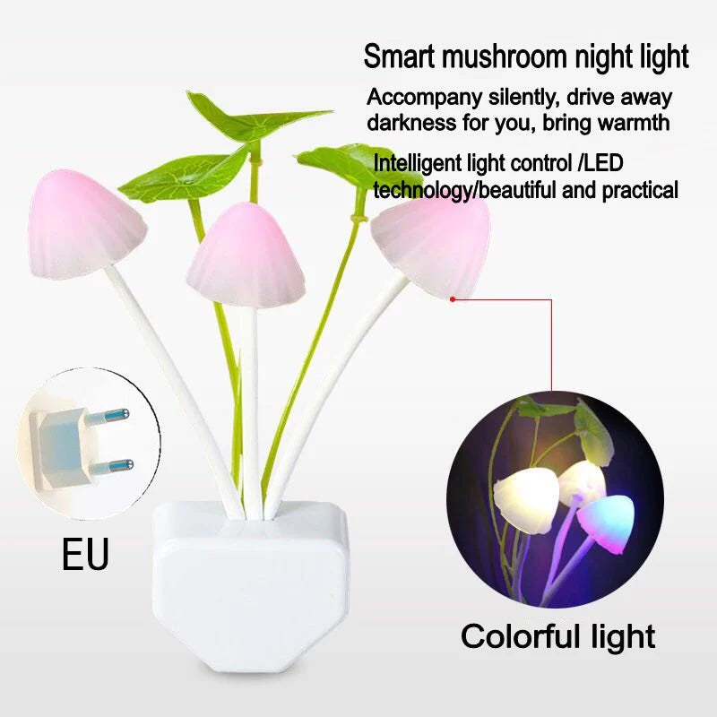 Smart Automatic LED Mushroom Night Light with Color Changing Flower Sensor