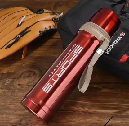 Premium 800ml Double Walled Sports Thermos with Carrying Strap