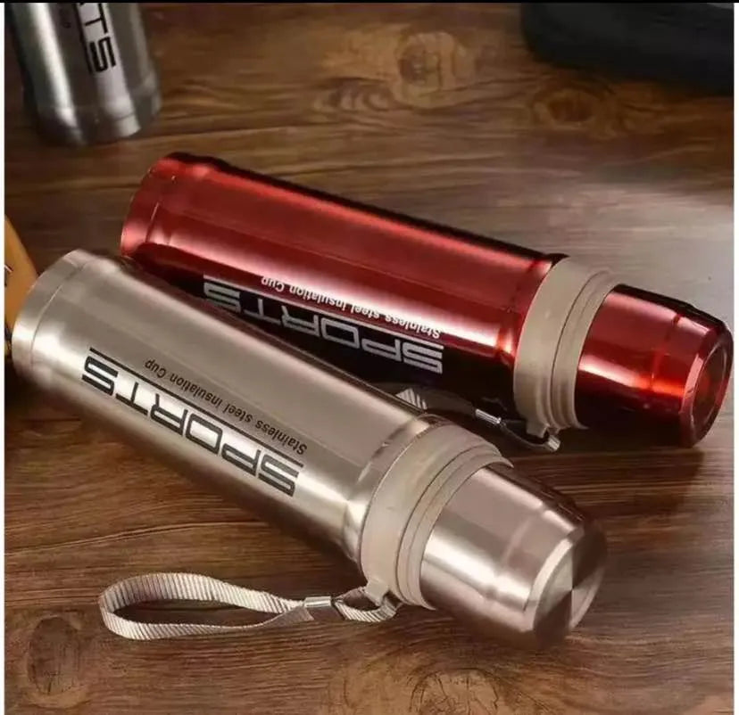 Premium 800ml Double Walled Sports Thermos with Carrying Strap