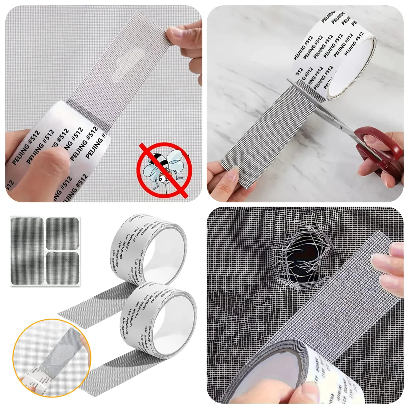 Waterproof Window Screen Net Repair Tape – Self Adhesive Fiberglass Mesh Patch