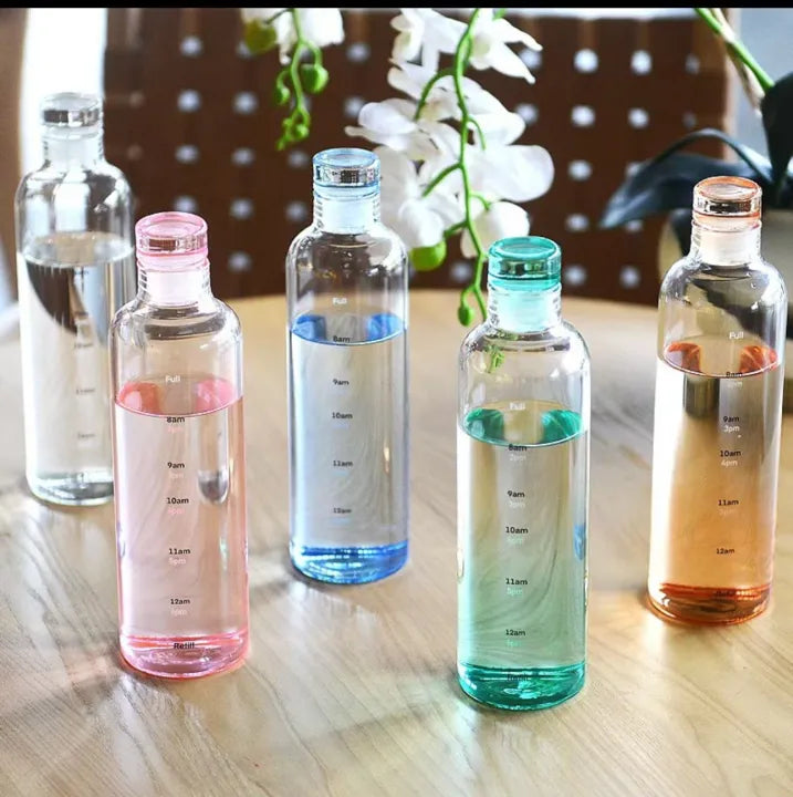Premium 500ml Borosilicate Glass Water Bottle with Time Motivational Marker