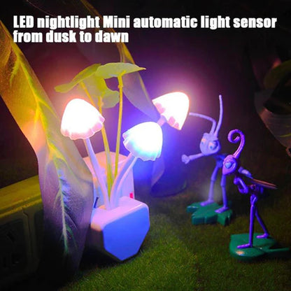 Smart Automatic LED Mushroom Night Light with Color Changing Flower Sensor