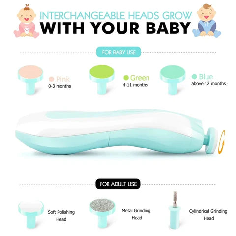 Premium 2-in-1 Electric Baby and Adult Nail Trimmer Set – 6 Grinding Heads