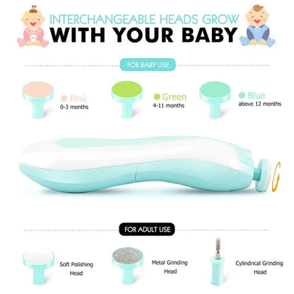 Premium 2-in-1 Electric Baby and Adult Nail Trimmer Set – 6 Grinding Heads