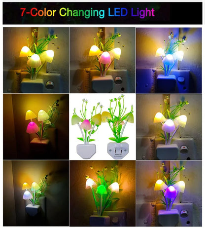 Smart Automatic LED Mushroom Night Light with Color Changing Flower Sensor