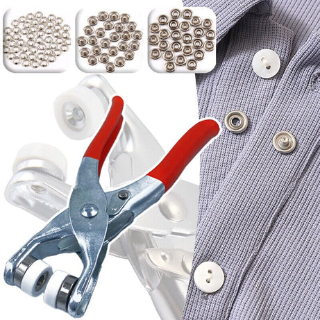 Professional Metal Snap Button Press Plier and 9.5mm Prong Ring Fastener Kit
